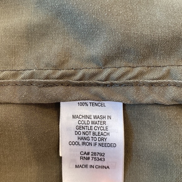 Artisan NY Tencel belted flap front vest olive moss collared lightweight - Picture 8 of 9